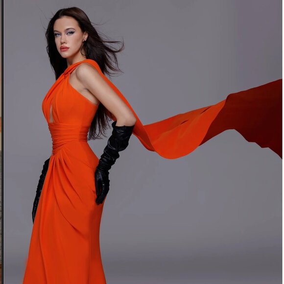 NWT! Fouad Sarkis 2751 Black Grecian Evening gown prom dress formal size 8 - Picture 3 of 3